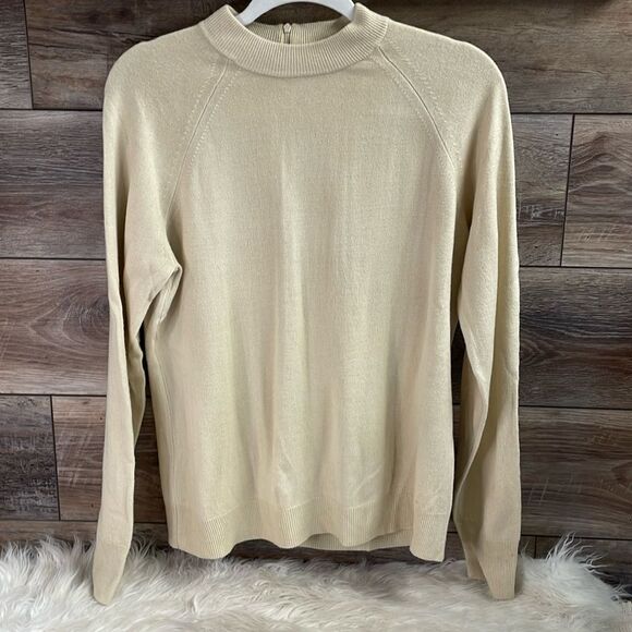 August Silk Ladies Crew Neck Sweater Top, Size XL, Tan - Picture 1 of 7